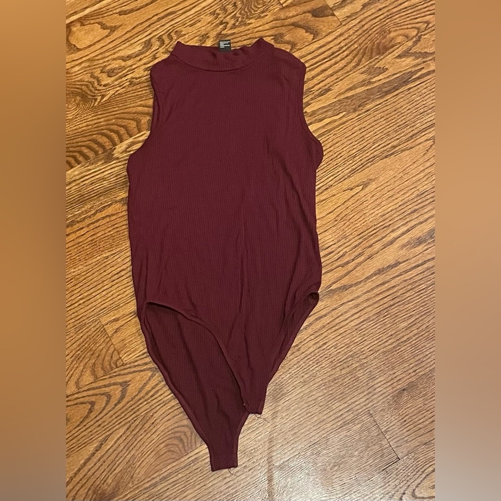 Burgundy Sleeveless Bodysuit